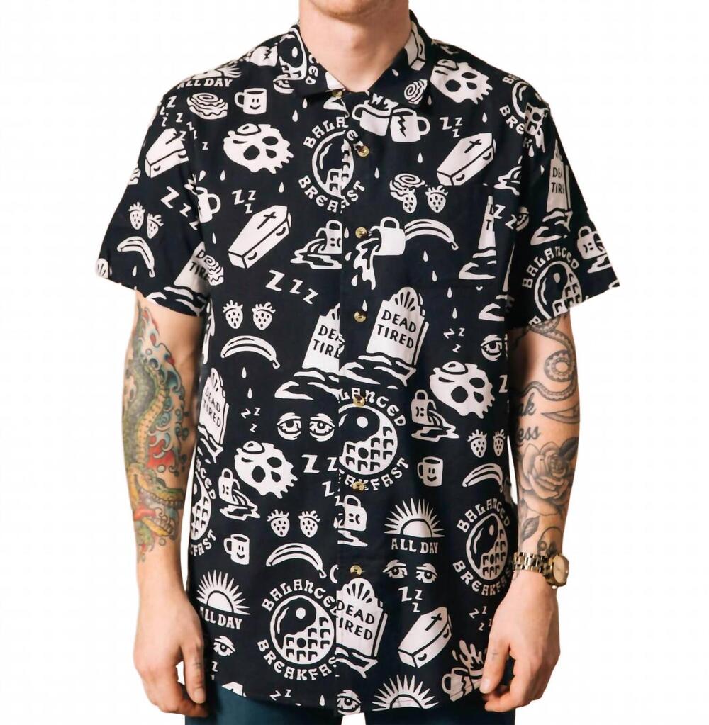 NEW PYKNIC dead tired button-up shirt in black